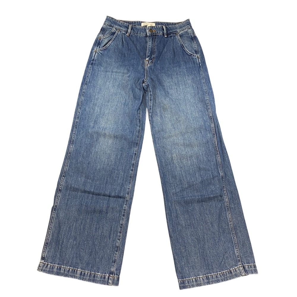 Current‎ Elliott Lancaster Wide Leg Jeans 28 Blue Cinch Back Pleated High Rise